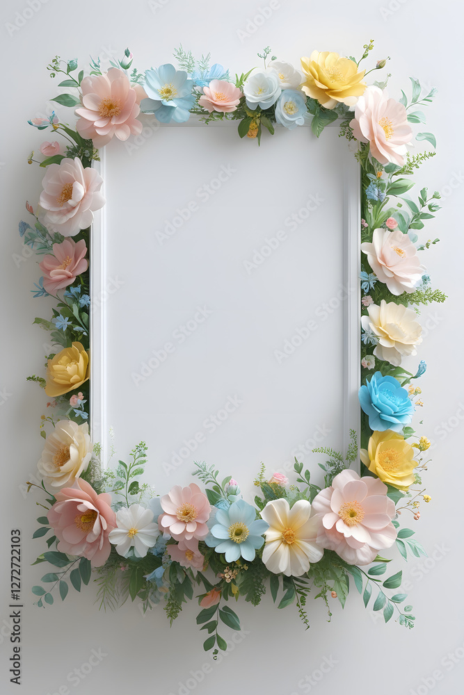 frame of flowers and shells frame of flowers and shells