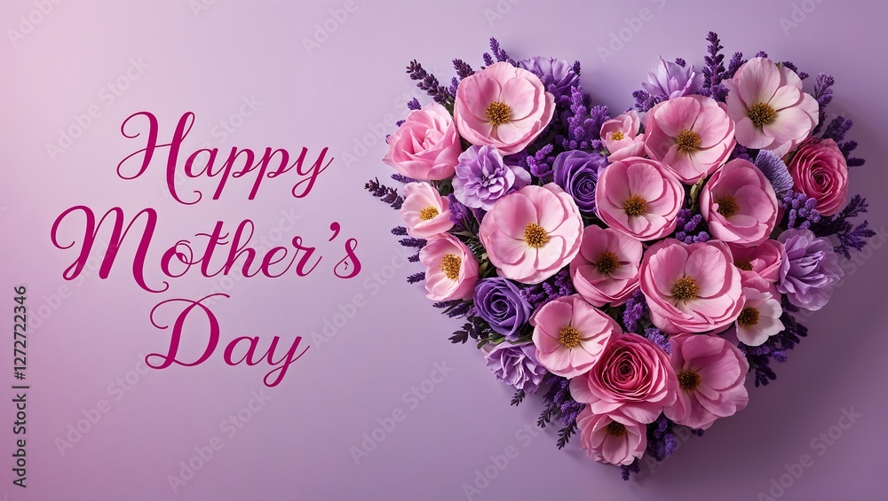 Φωτογραφία Happy Mother's Day Elegant Heart Shaped Floral Arrangement in Soft Pastel Colors