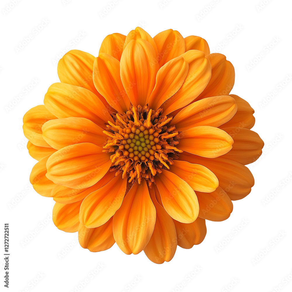 orange flower top view isolated on transparent white background, clipping path orange flower top view isolated on transparent white background, clipping path