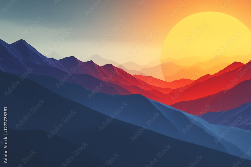 Obraz premium Vibrant sunset illuminates majestic mountains dramatic color palette. AI Generated