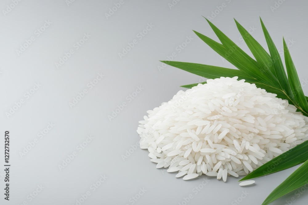 A minimalist representation of a rice grain with a leaf, symbolizing organic farming A minimalist representation of a rice grain with a leaf, symbolizing organic farming