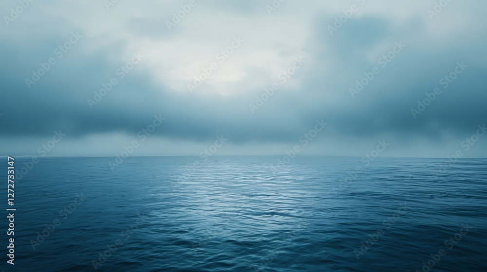 Obraz premium Serene Ocean View with Dramatic Cloudy Sky and Calm Waters