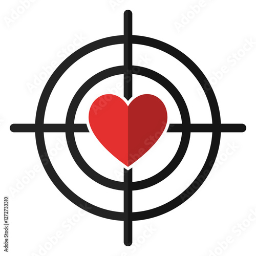 Aim icon with heart sign isolated on white background.