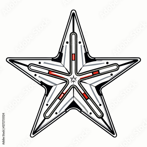 Futuristic Circuit Star Vector Illustration

