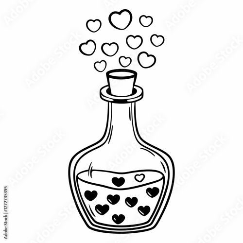 Hand-Drawn Love Potion Bottle Vector Illustration

