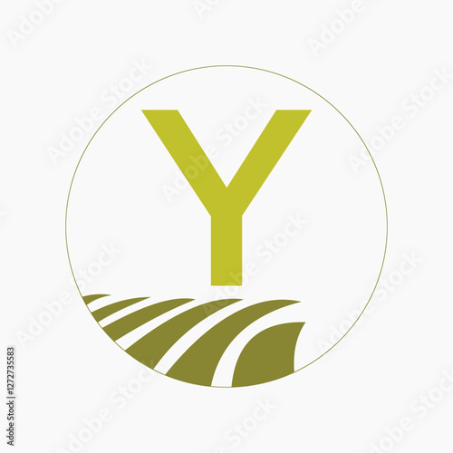 Farming and Agriculture Logo On Letter Y Concept For Bakery, Bread, Cake, Cafe, Pastry Symbol