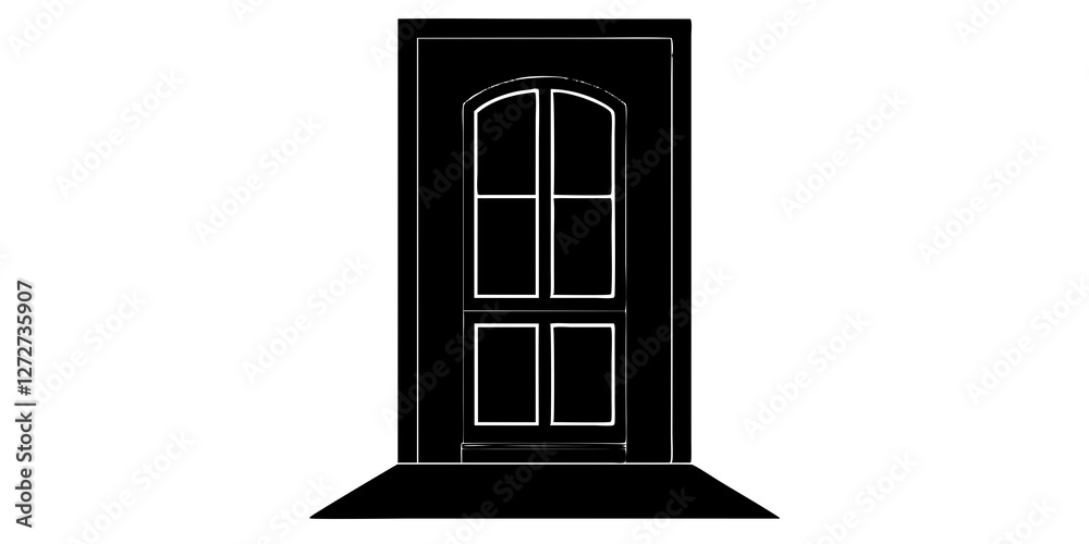 Obraz premium 5 DOORS SILHOUETTE SET , VECTOR SILHOUETTE OF DOORS