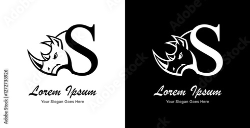 rhinoceros head logo design combined with the letter S
