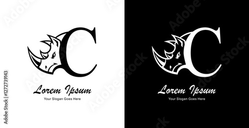 rhinoceros head logo design combined with the letter C