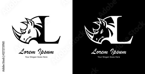 rhinoceros head logo design combined with the letter L