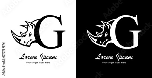 rhinoceros head logo design combined with the letter G
