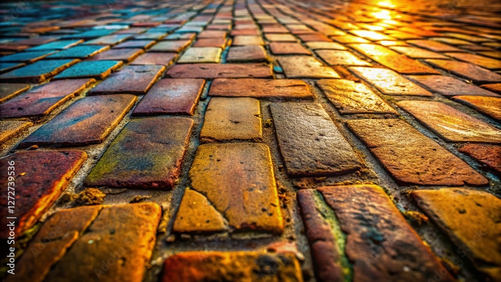 Obraz premium Worn Brick Floor Texture: Rustic Grunge Background Image