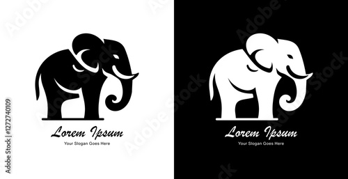 elephant logo design standing upright and modern style