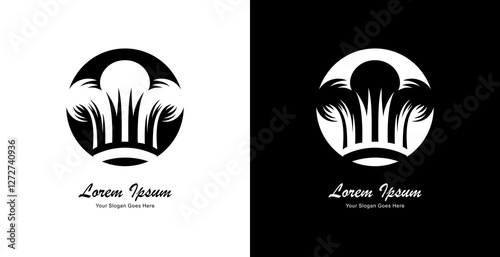 Chef's hat logo design combined with a circle and elegant style