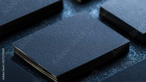 Dark black business cards on dark surface