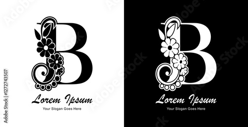 letter B logo design combined with flowers