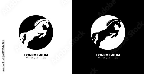 logo design in the form of a jumping horse combined with a circle