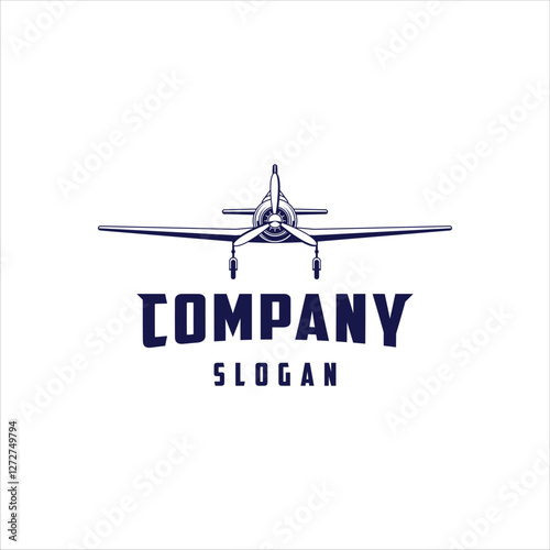 Fighter aircraft logo with retro and classic style design