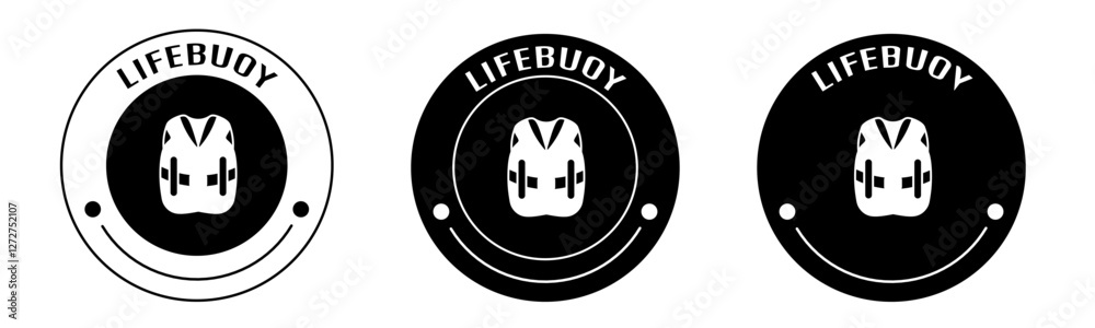 Black and white illustration of lifebuoy icon in flat. Stock vector. Black and white illustration of lifebuoy icon in flat. Stock vector.