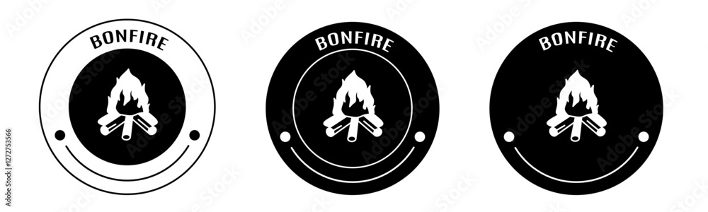 Black and white illustration of bonfire icon in flat. Stock vector. Black and white illustration of bonfire icon in flat. Stock vector.