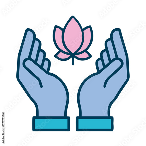 Mindfulness Meditation hands lotus icon
