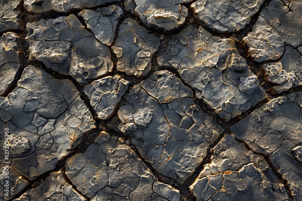 Fototapeta premium Cracked Dry Ground Surface Pattern with Drought Signs and Texture