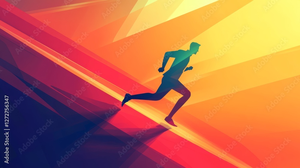 Businessman running forward. Abstract illustration. Modern lifestyle metaphor. Web icon with long shadows for application Businessman running forward. Abstract illustration. Modern lifestyle metaphor. Web icon with long shadows for application