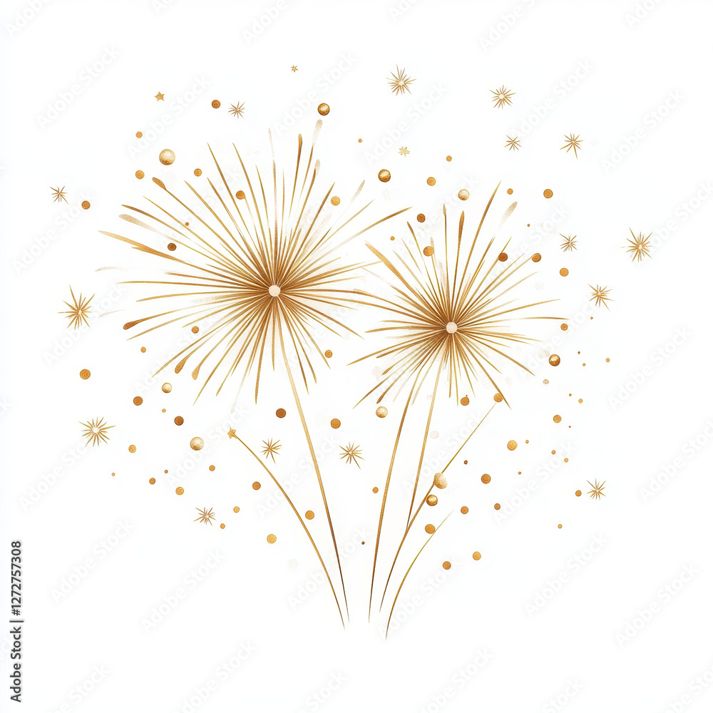 Obraz premium Golden fireworks burst in celebration, illuminating night sky with joy and excitement