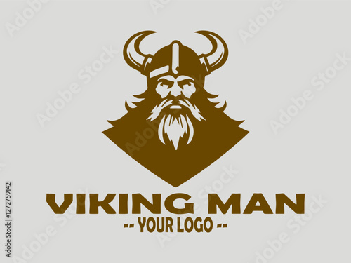 logo viking man face vector illustration template, Viking man logo design, viking Man is a symbol of the norse warrior, horned viking man symbol