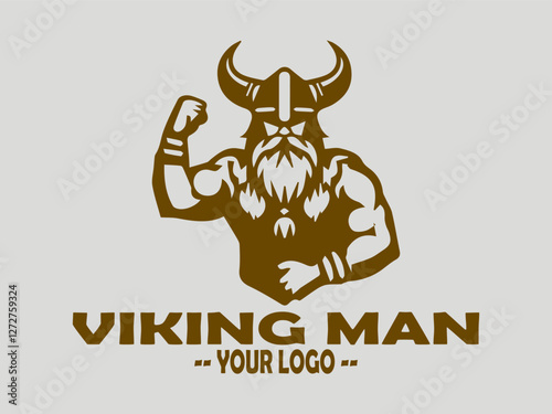 logo viking man face vector illustration template, Viking man logo design, viking Man is a symbol of the norse warrior, horned viking man symbol