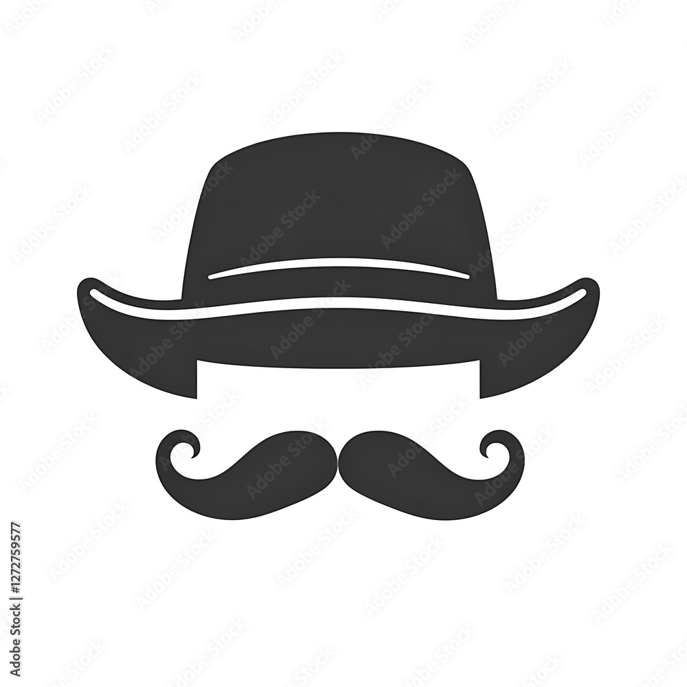 Father's Day icon with hat symbol and mustache