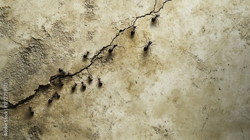 Wallpaper Mural Ants crawling on an aged wall surface. Torontodigital.ca