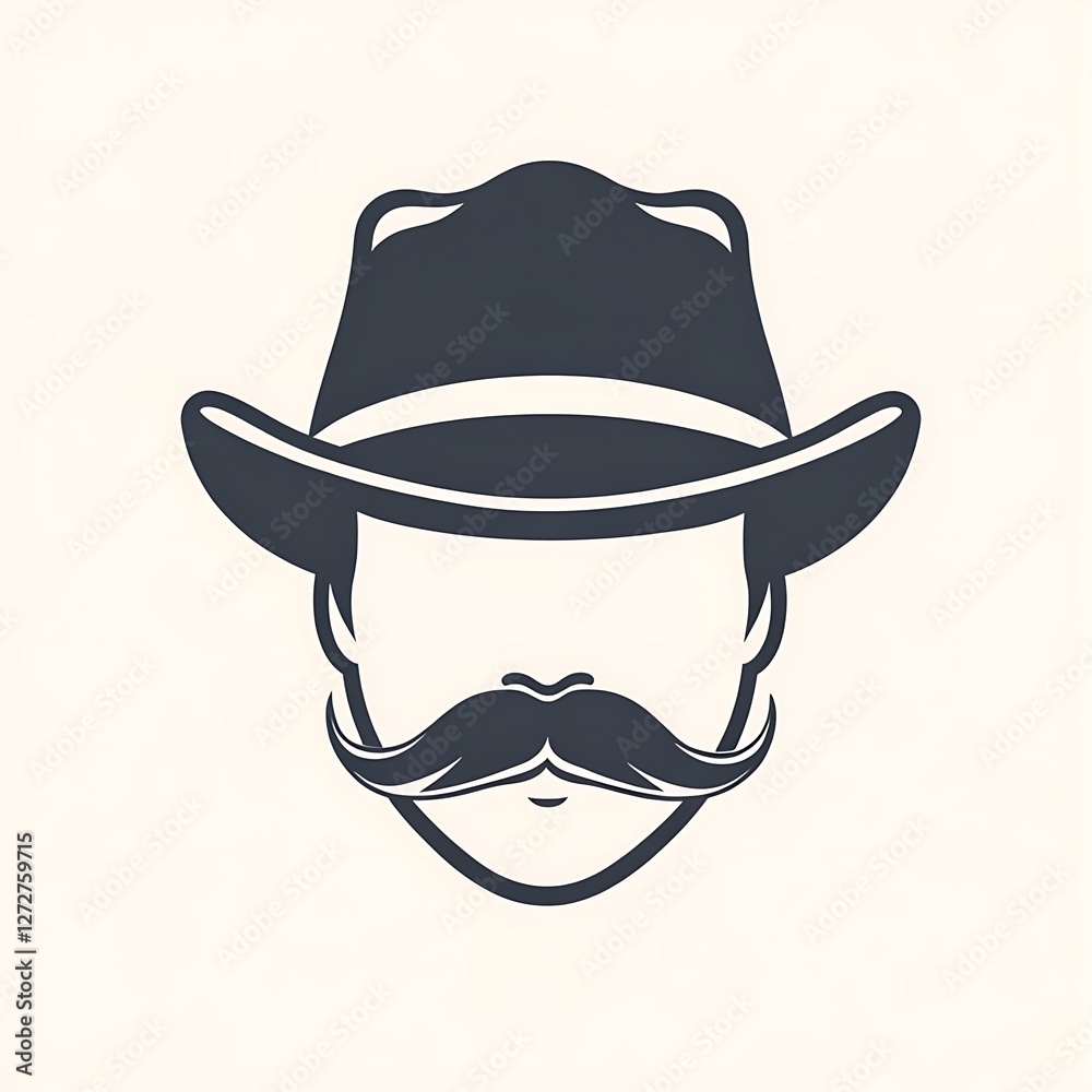 Father's Day icon with hat symbol and mustache Father's Day icon with hat symbol and mustache
