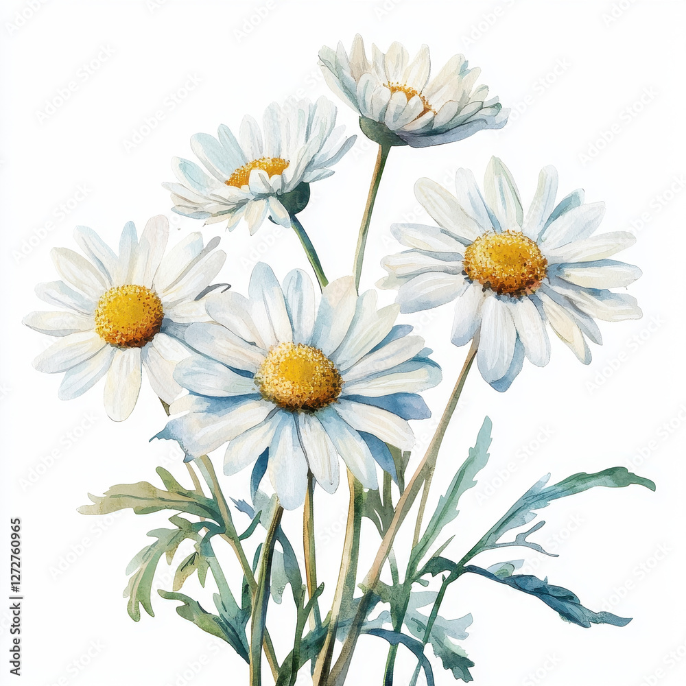 Fototapeta premium Whimsical daisy bunch with cheerful white petals and vibrant yellow centers, perfect for floral design enthusiasts