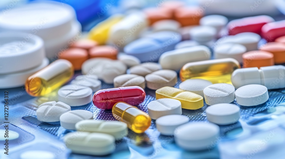 Assorted pills and capsules closeup. Assorted pills and capsules closeup.