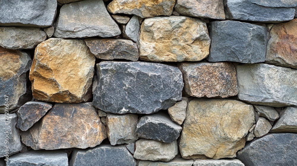 Stone wall with clock on top displaying intricate natural stone texture and details Stone wall with clock on top displaying intricate natural stone texture and details