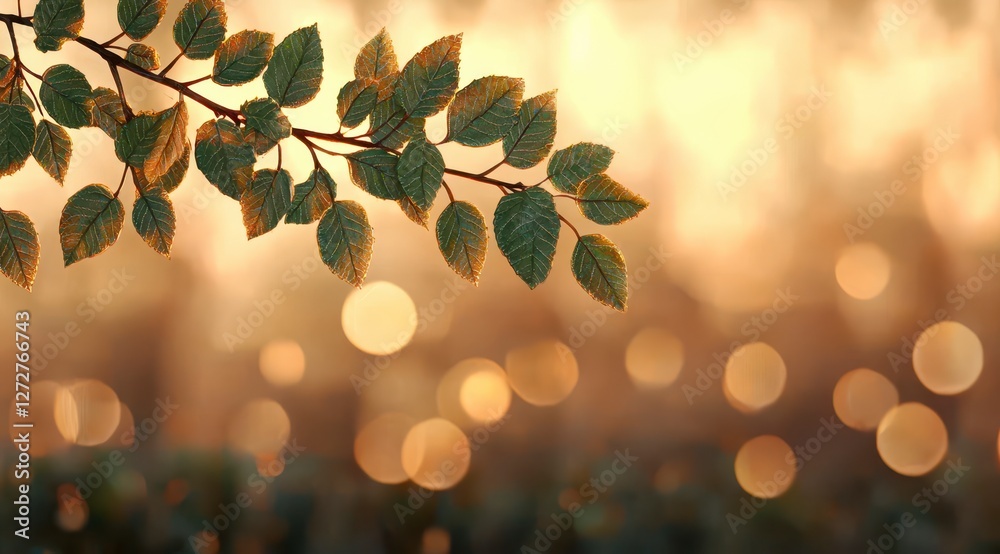 Obraz premium Spring Luminous leaves with a bokeh background