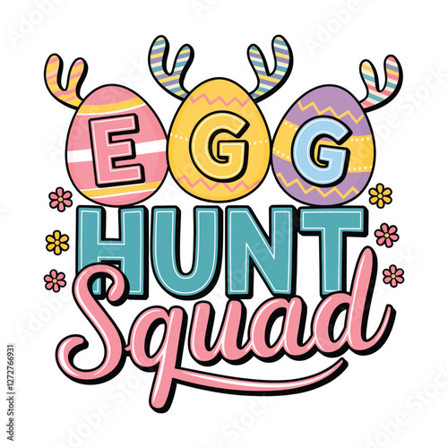 EGG HUNT Squad Fun and Festive Easter Typography SVG Design