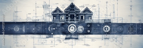 Detailed Blueprint of an Architectural Structure Showcasing Engineering Tools and Technical Specifications for a Complex Industrial Design