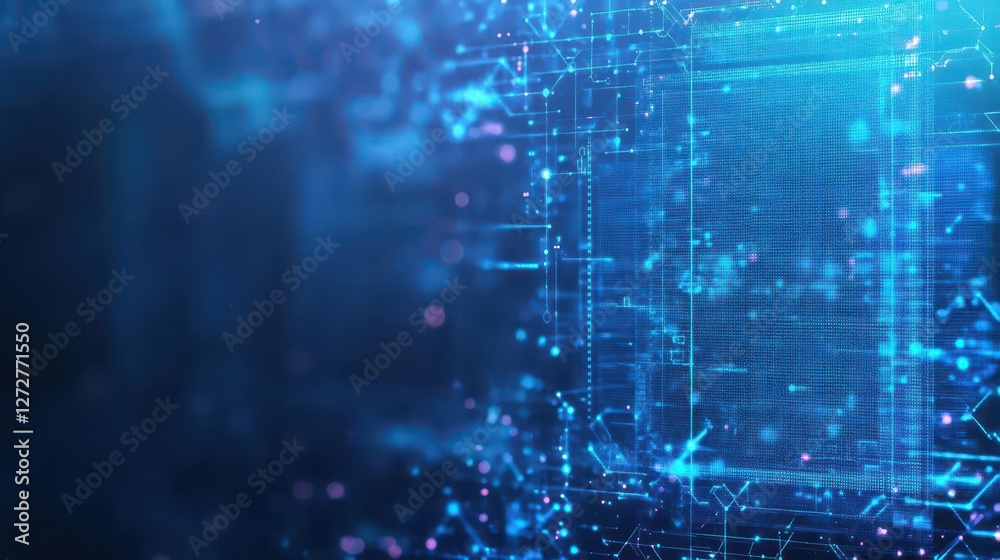 Futuristic Blue Digital Network Background with Binary Code and Artificial Intelligence Futuristic Blue Digital Network Background with Binary Code and Artificial Intelligence
