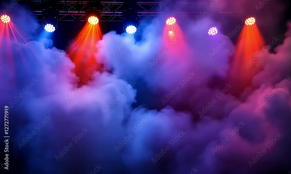 Colorful Stage Lighting with Smoke and Fog