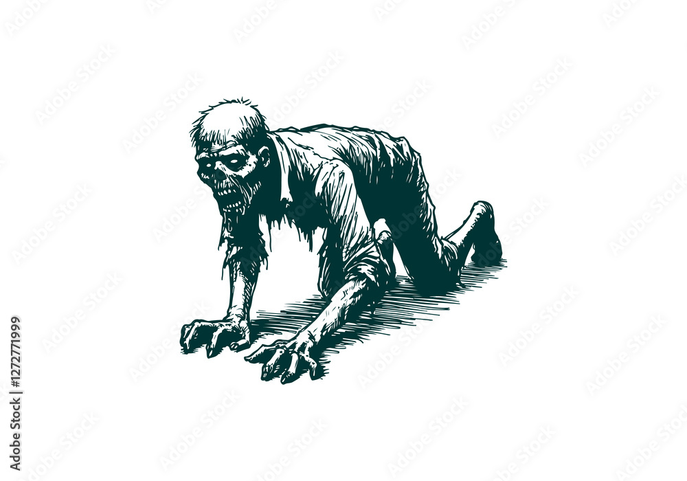 Obraz premium Zombie hand drawn sketch vector