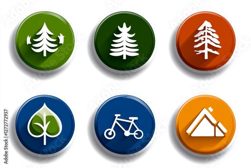 A minimalist icon set featuring outdoor sports and recreation symbols