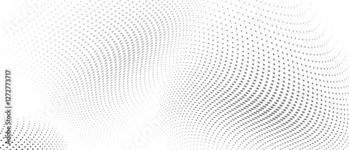Wavy gradient halftone dots pattern texture background. Vector illustration
