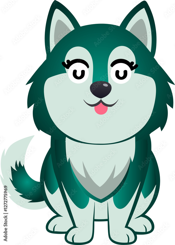 Cute Siberian Husky dog cartoon, pet animal Cute Siberian Husky dog cartoon, pet animal