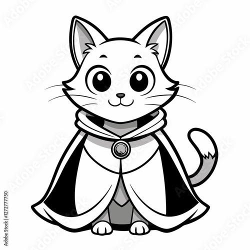 Cute Cat in Hooded Cloak Vector Illustration

