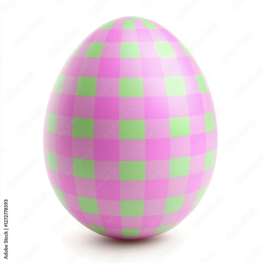 Pink and Green Checkered Easter Egg Isolated Pink and Green Checkered Easter Egg Isolated