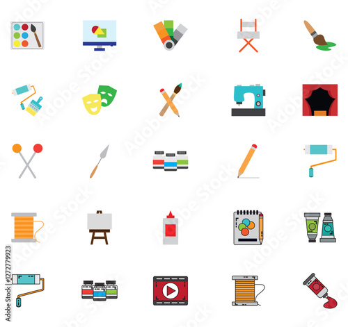 Vector icon set of arts with white background