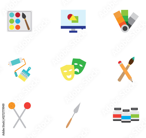 Vector icon set of arts with white background