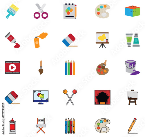 Vector icon set of arts with white background
